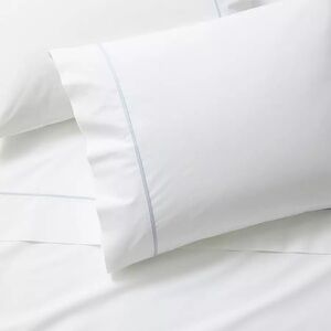 Serena & Lily Beach Club Percale King Sheet Set in White & Coastal Blue